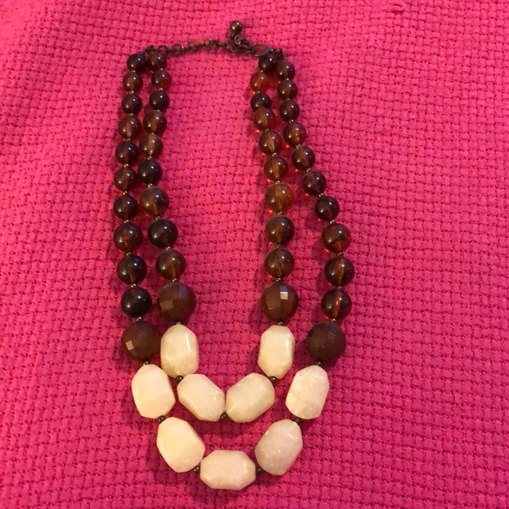 Brown and cream beaded necklace